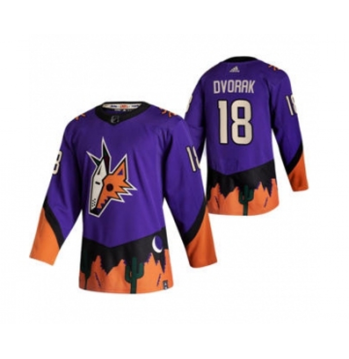 Men's Arizona Coyotes #18 Christian Dvorak Purple 2020-21 Reverse Retro Alternate Hockey Jersey