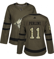 Women's Adidas Arizona Coyotes #11 Brendan Perlini Authentic Green Salute to Service NHL Jersey