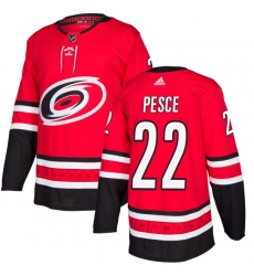 Men's Adidas Carolina Hurricanes #22 Brett Pesce Authentic Red Home NHL Jersey