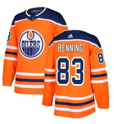 Men's Adidas Edmonton Oilers #83 Matt Benning Premier Orange Home NHL Jersey