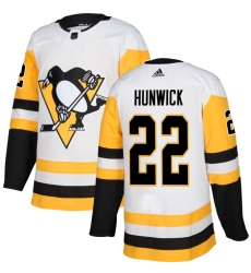 Men's Adidas Pittsburgh Penguins #22 Matt Hunwick Authentic White Away NHL Jersey