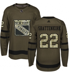 Youth Adidas New York Rangers #22 Kevin Shattenkirk Premier Green Salute to Service NHL Jersey