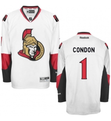 Men's Reebok Ottawa Senators #1 Mike Condon Authentic White Away NHL Jersey