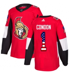 Youth Adidas Ottawa Senators #1 Mike Condon Authentic Red USA Flag Fashion NHL Jersey