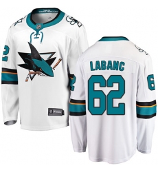 Youth San Jose Sharks #62 Kevin Labanc Fanatics Branded White Away Breakaway NHL Jersey