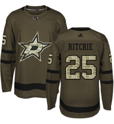 Men's Adidas Dallas Stars #25 Brett Ritchie Authentic Green Salute to Service NHL Jersey