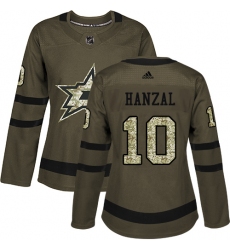 Women's Adidas Dallas Stars #10 Martin Hanzal Authentic Green Salute to Service NHL Jersey