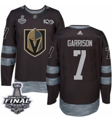 Men's Adidas Vegas Golden Knights #7 Jason Garrison Authentic Black 1917-2017 100th Anniversary 2018 Stanley Cup Final NHL Jersey