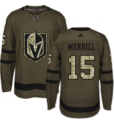 Youth Adidas Vegas Golden Knights #15 Jon Merrill Authentic Green Salute to Service NHL Jersey