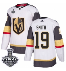 Men's Adidas Vegas Golden Knights #19 Reilly Smith Authentic White Away 2018 Stanley Cup Final NHL Jersey