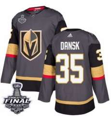 Youth Adidas Vegas Golden Knights #35 Oscar Dansk Authentic Gray Home 2018 Stanley Cup Final NHL Jersey