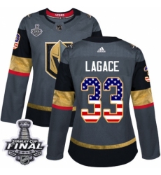 Women's Adidas Vegas Golden Knights #33 Maxime Lagace Authentic Gray USA Flag Fashion 2018 Stanley Cup Final NHL Jersey