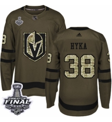Men's Adidas Vegas Golden Knights #38 Tomas Hyka Authentic Green Salute to Service 2018 Stanley Cup Final NHL Jersey