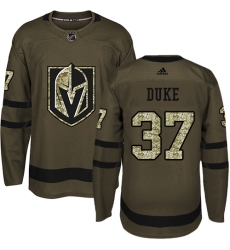 Men's Adidas Vegas Golden Knights #37 Reid Duke Authentic Green Salute to Service NHL Jersey