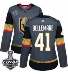 Women's Adidas Vegas Golden Knights #41 Pierre-Edouard Bellemare Authentic Gray Home 2018 Stanley Cup Final NHL Jersey