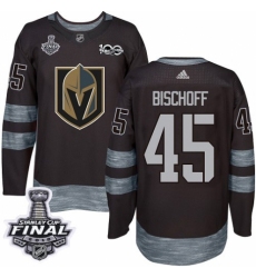 Men's Adidas Vegas Golden Knights #45 Jake Bischoff Authentic Black 1917-2017 100th Anniversary 2018 Stanley Cup Final NHL Jersey