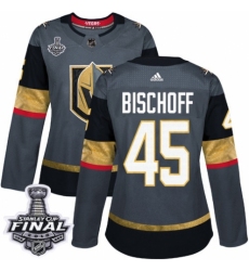 Women's Adidas Vegas Golden Knights #45 Jake Bischoff Authentic Gray Home 2018 Stanley Cup Final NHL Jersey