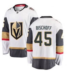 Youth Vegas Golden Knights #45 Jake Bischoff Authentic White Away Fanatics Branded Breakaway NHL Jersey