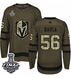Youth Adidas Vegas Golden Knights #56 Erik Haula Authentic Green Salute to Service 2018 Stanley Cup Final NHL Jersey
