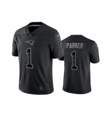 Men's New England Patriots #1 DeVante Parker Black Reflective Limited Stitched Football Jersey
