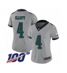 Women's Philadelphia Eagles #4 Jake Elliott Limited Silver Inverted Legend 100th Season Football Jersey