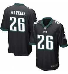 Men's Nike Philadelphia Eagles #26 Jaylen Watkins Game Black Alternate NFL Jersey