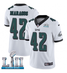 Men's Nike Philadelphia Eagles #42 Chris Maragos White Vapor Untouchable Limited Player Super Bowl LII NFL Jersey