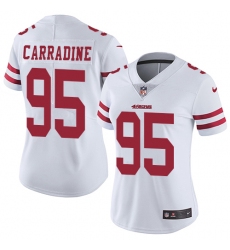 Women's Nike San Francisco 49ers #95 Tank Carradine White Vapor Untouchable Limited Player NFL Jersey