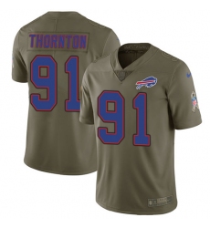 Men's Nike Buffalo Bills #91 Cedric Thornton Limited Olive 2017 Salute to Service NFL Jersey