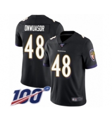 Men's Baltimore Ravens #48 Patrick Onwuasor Black Alternate Vapor Untouchable Limited Player 100th Season Football Jersey