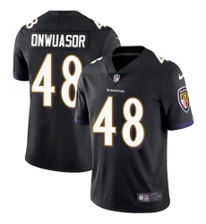 Men's Nike Baltimore Ravens #48 Patrick Onwuasor Black Alternate Vapor Untouchable Limited Player NFL Jersey
