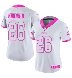 Women's Nike Cleveland Browns #26 Derrick Kindred Limited White/Pink Rush Fashion NFL Jersey