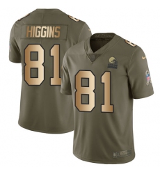 Youth Nike Cleveland Browns #81 Rashard Higgins Limited Olive/Gold 2017 Salute to Service NFL Jersey