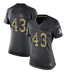 Women's Nike Detroit Lions #43 Nick Bellore Limited Black 2016 Salute to Service NFL Jersey