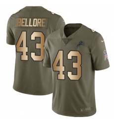 Youth Nike Detroit Lions #43 Nick Bellore Limited Olive/Gold Salute to Service NFL Jersey