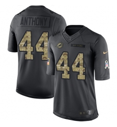 Men's Nike Miami Dolphins #44 Stephone Anthony Limited Black 2016 Salute to Service NFL Jersey