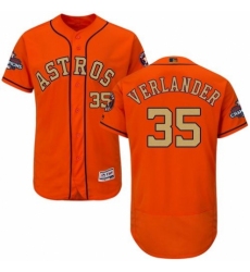 Men's Majestic Houston Astros #35 Justin Verlander Orange Alternate 2018 Gold Program Flex Base Authentic Collection MLB Jersey