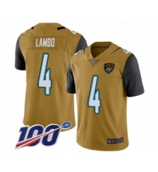 Men's Jacksonville Jaguars #4 Josh Lambo Limited Gold Rush Vapor Untouchable 100th Season Football Jersey