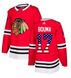 Men's Adidas Chicago Blackhawks #17 Lance Bouma Authentic Red USA Flag Fashion NHL Jersey