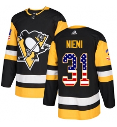 Youth Adidas Pittsburgh Penguins #31 Antti Niemi Authentic Black USA Flag Fashion NHL Jersey