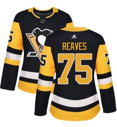 Women's Adidas Pittsburgh Penguins #75 Ryan Reaves Authentic Black Home NHL Jersey