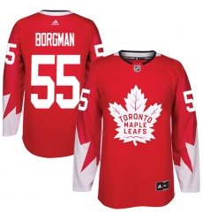 Men's Adidas Toronto Maple Leafs #55 Andreas Borgman Authentic Red Alternate NHL Jersey