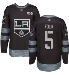 Men's Adidas Los Angeles Kings #5 Christian Folin Authentic Black 1917-2017 100th Anniversary NHL Jersey