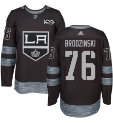 Men's Adidas Los Angeles Kings #76 Jonny Brodzinski Authentic Black 1917-2017 100th Anniversary NHL Jersey