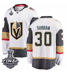 Youth Vegas Golden Knights #30 Malcolm Subban Authentic White Away Fanatics Branded Breakaway 2018 Stanley Cup Final NHL Jersey
