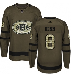 Men's Adidas Montreal Canadiens #8 Jordie Benn Authentic Green Salute to Service NHL Jersey