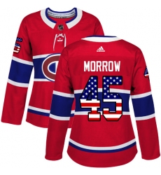 Women's Adidas Montreal Canadiens #45 Joe Morrow Authentic Red USA Flag Fashion NHL Jersey