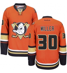 Men's Reebok Anaheim Ducks #30 Ryan Miller Authentic Orange Third NHL Jersey