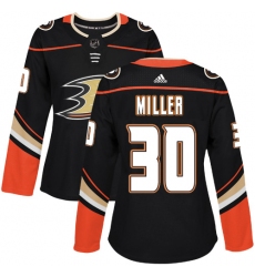 Women's Adidas Anaheim Ducks #30 Ryan Miller Authentic Black Home NHL Jersey