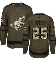 Youth Adidas Arizona Coyotes #25 Thomas Steen Authentic Green Salute to Service NHL Jersey